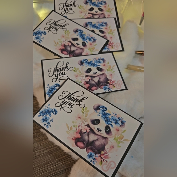 30 Ct  Panda Thank You Cards Handcrafted - Picture 1 of 2